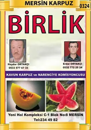 Birlik Kavun-Karpuz ve Narenciye Komisyoncusu — yayımlanmış firma fotoğrafı